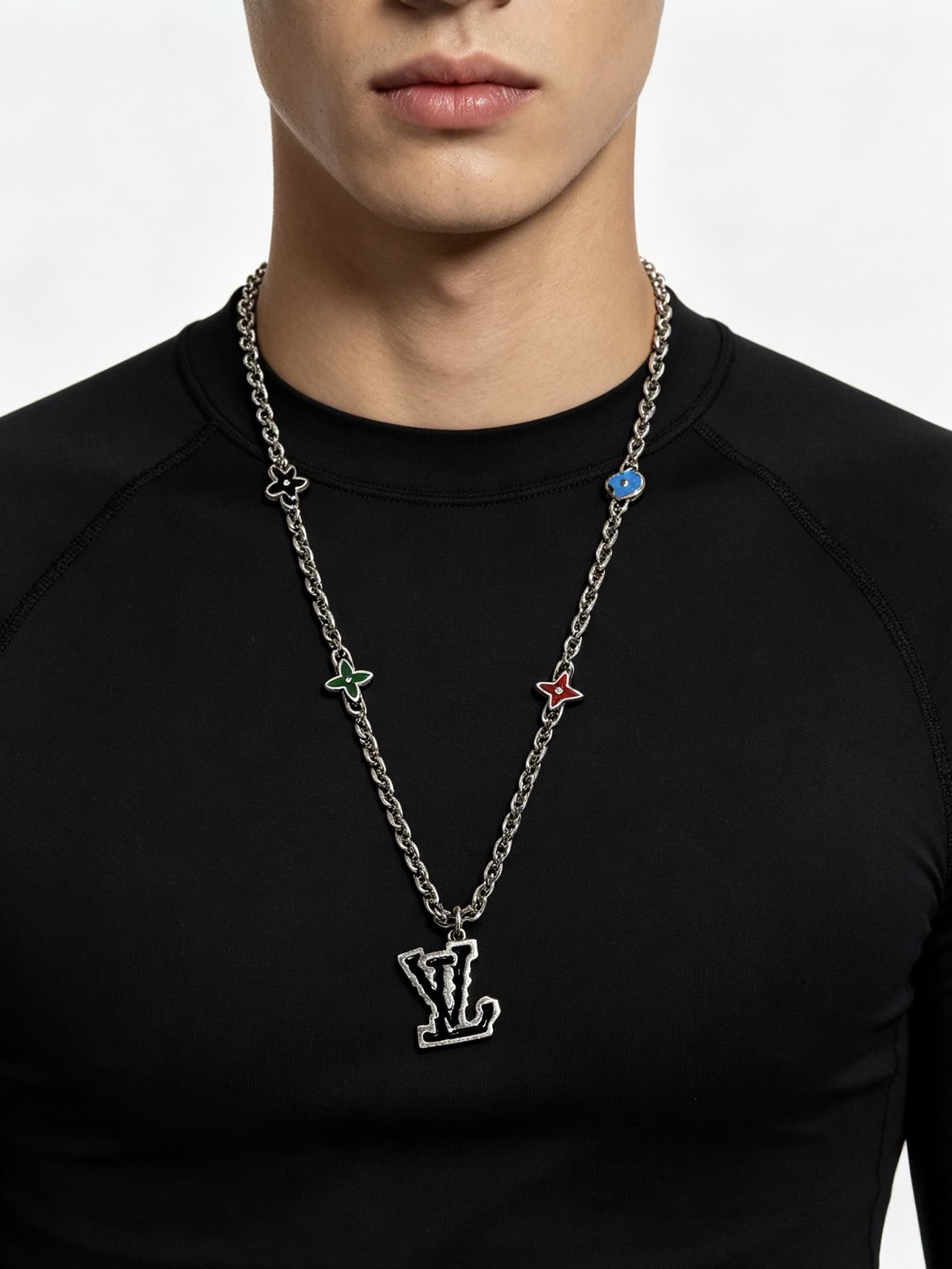 Louis Vuitton Silver Chain with Multicolored Charms